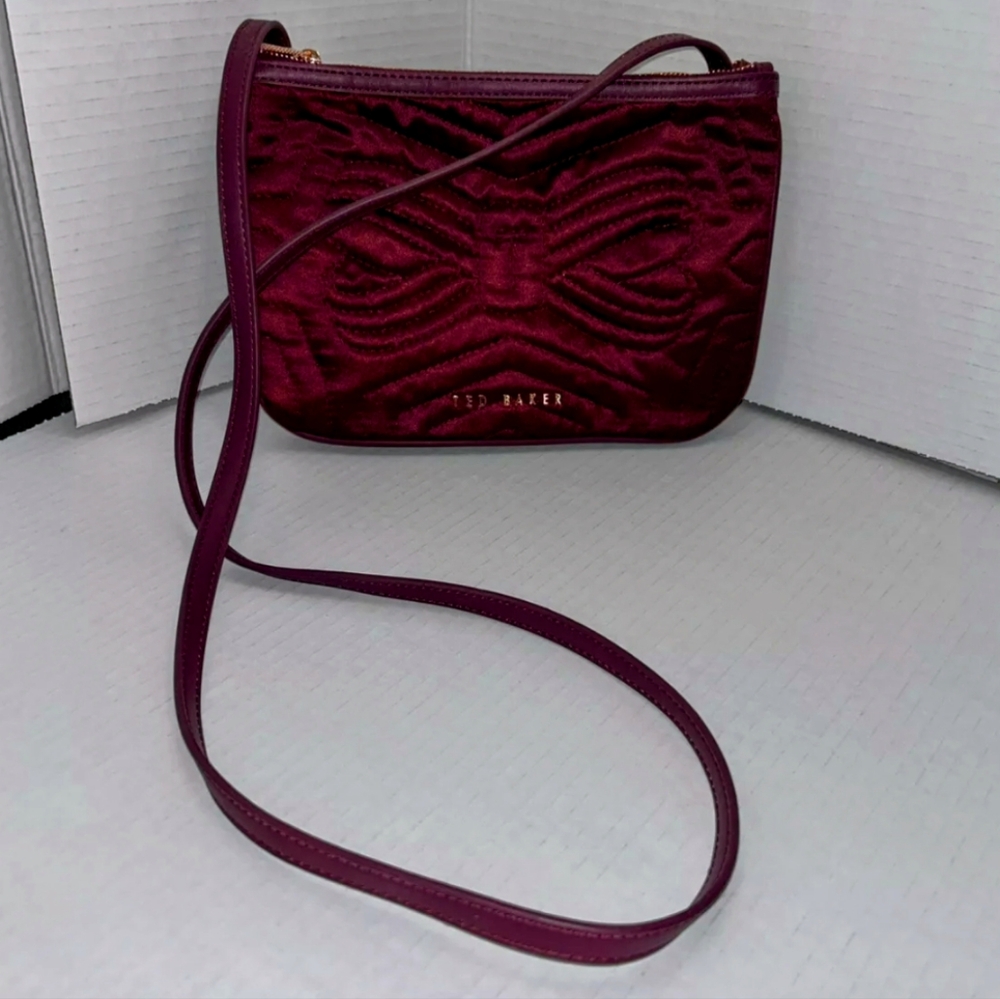 TED BAKER Red Burgundy Crossbody Bow Bag - Picture 3 of 12